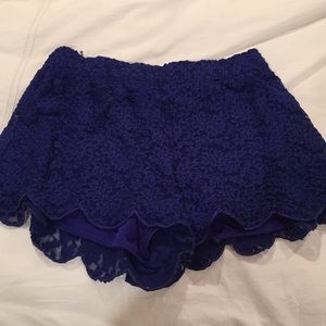 Lace royal blue shorts